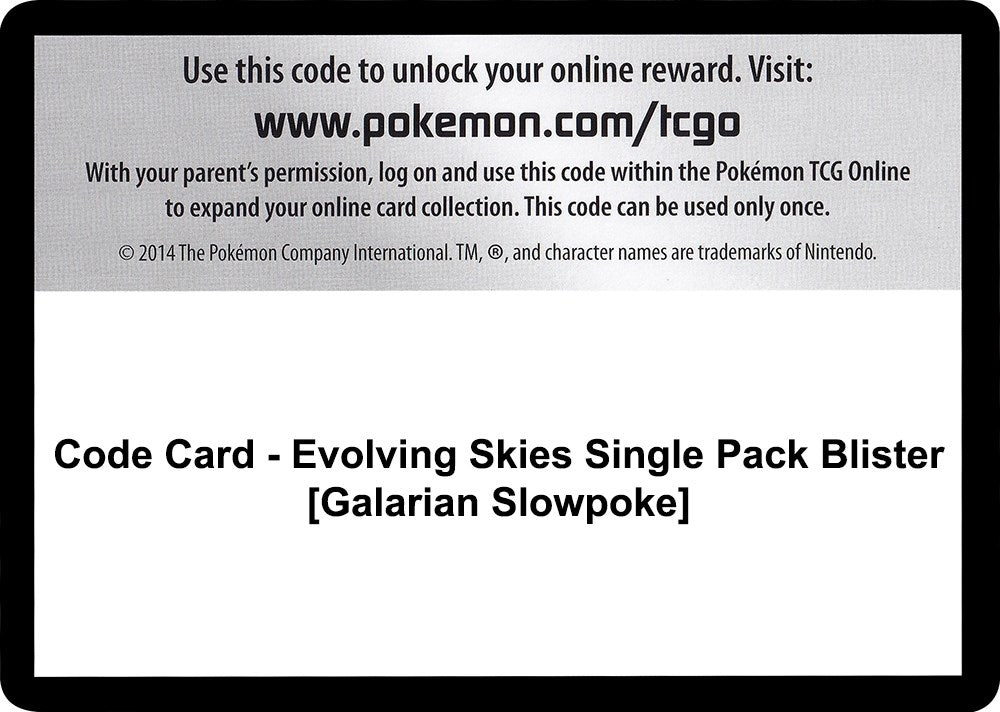 Image for Code Card - Evolving Skies Single Pack Blister [Galarian Slowpoke] [SWSH07: Evolving Skies] - Pokemon