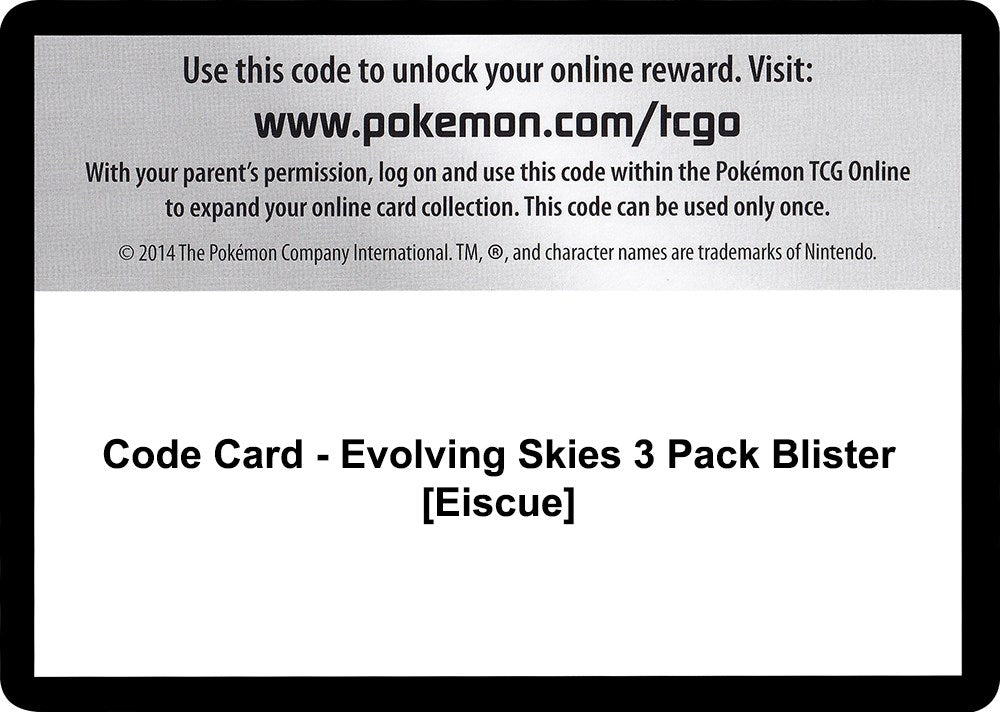 Image for Code Card - Evolving Skies 3 Pack Blister [Eiscue] [SWSH07: Evolving Skies] - Pokemon