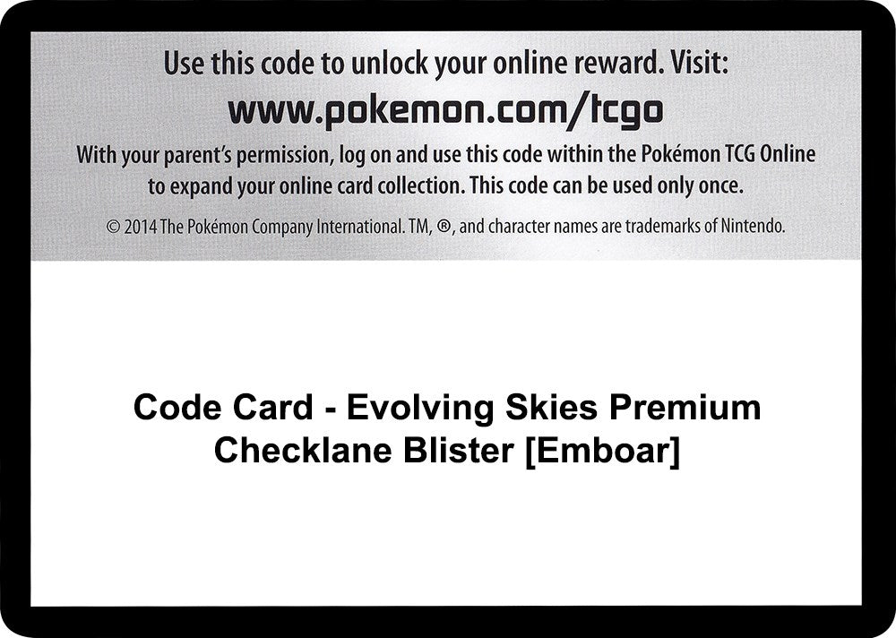 Image for Code Card - Evolving Skies Premium Checklane Blister [Emboar] [SWSH07: Evolving Skies] - Pokemon