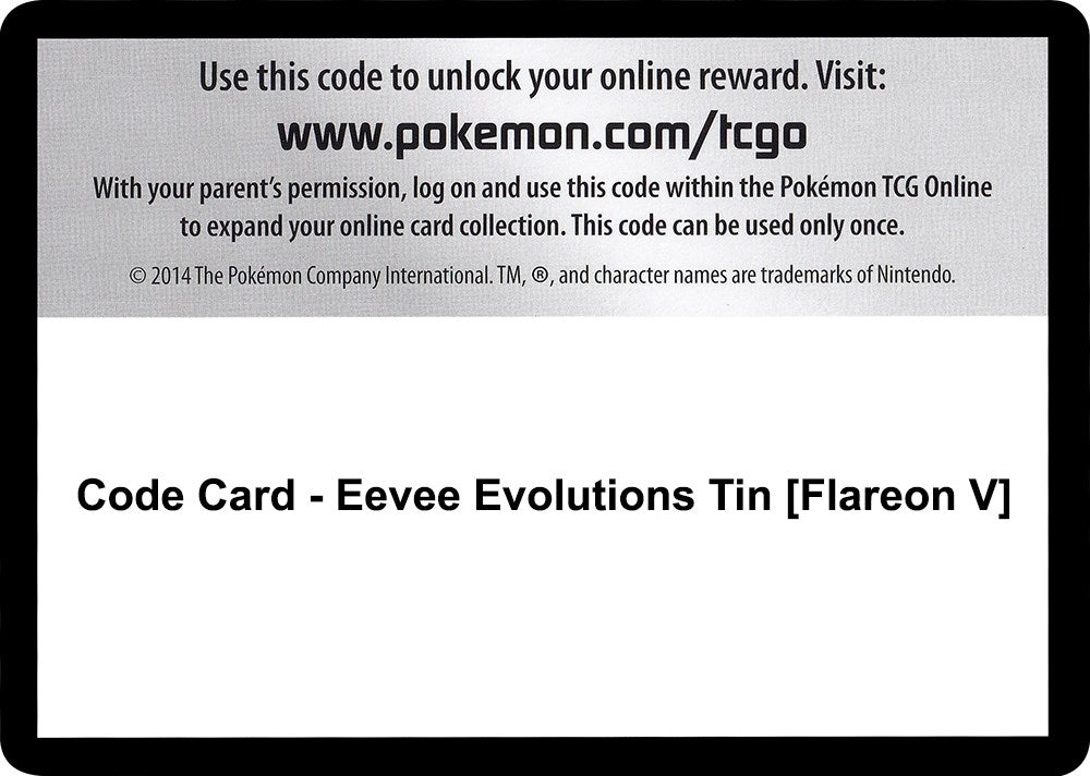 Image for Code Card - Eevee Evolutions Tin [Flareon V] [Miscellaneous Cards & Products] - Pokemon