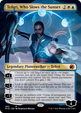 Image for Teferi, Who Slows the Sunset (Borderless) (280) [Innistrad: Midnight Hunt] - Magic: The Gathering