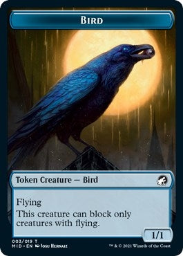 Image for Bird Token (3) [Innistrad: Midnight Hunt] - Magic: The Gathering