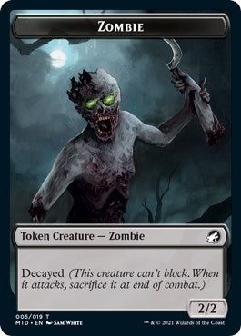 Image for Zombie (005) // Devil Double-Sided Token (5 // 6) [Innistrad: Midnight Hunt] - Magic: The Gathering