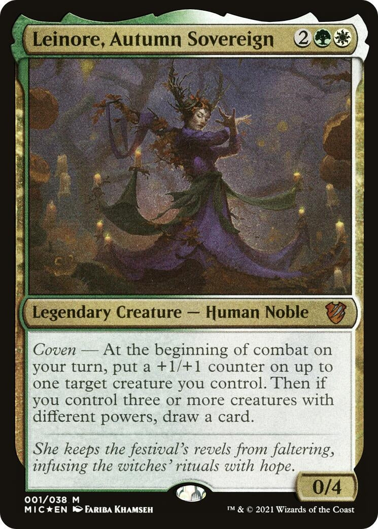 Image for Leinore, Autumn Sovereign (Display Commander) - Thick Stock (1) [Innistrad: Midnight Hunt] - Magic: The Gathering