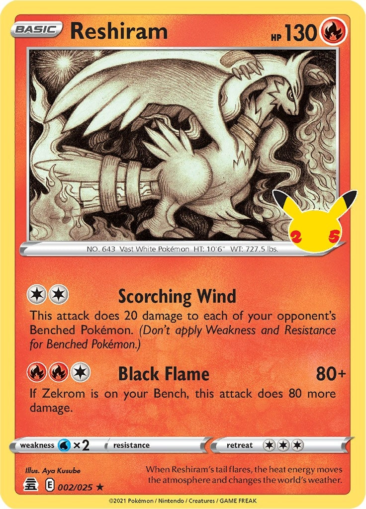 Image for Reshiram (002/025) [Celebrations] - Pokemon