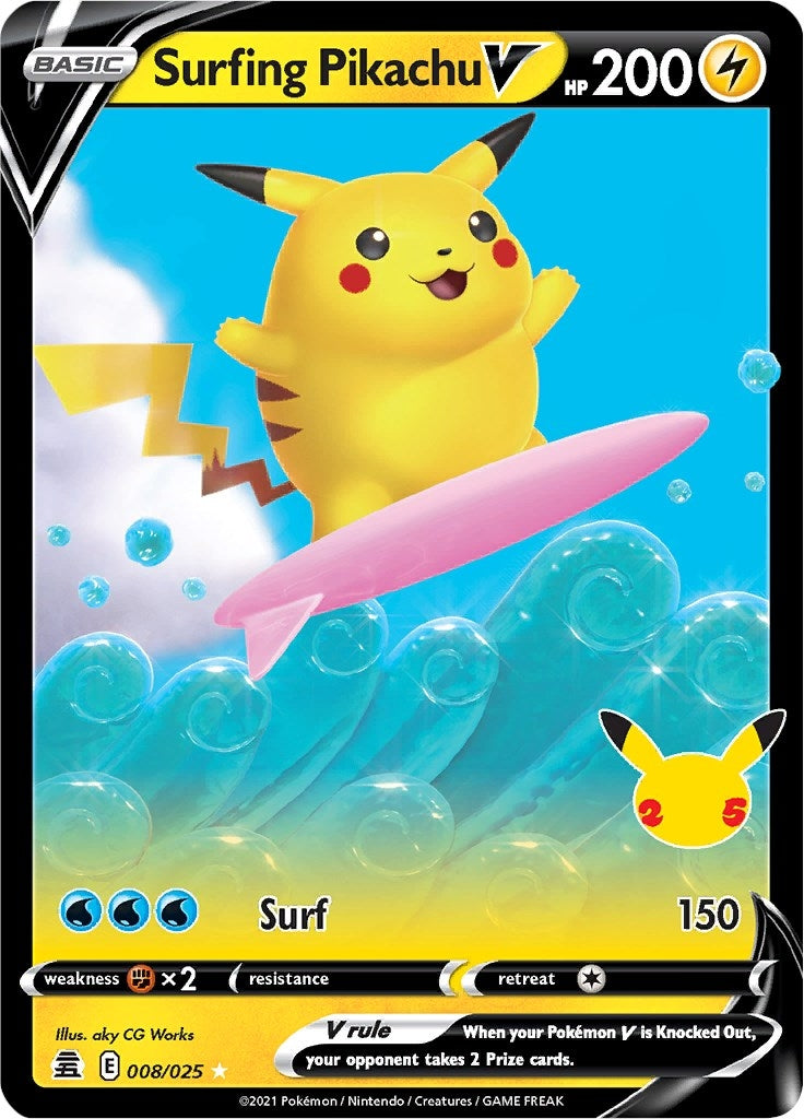 Image for Surfing Pikachu V (008/025) [Celebrations] - Pokemon
