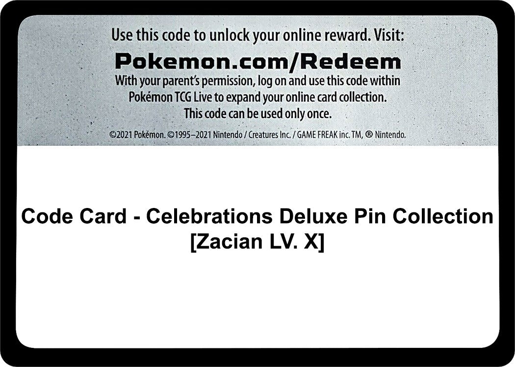 Image for Code Card - Celebrations Deluxe Pin Collection [Zacian LV. X] [Celebrations] - Pokemon