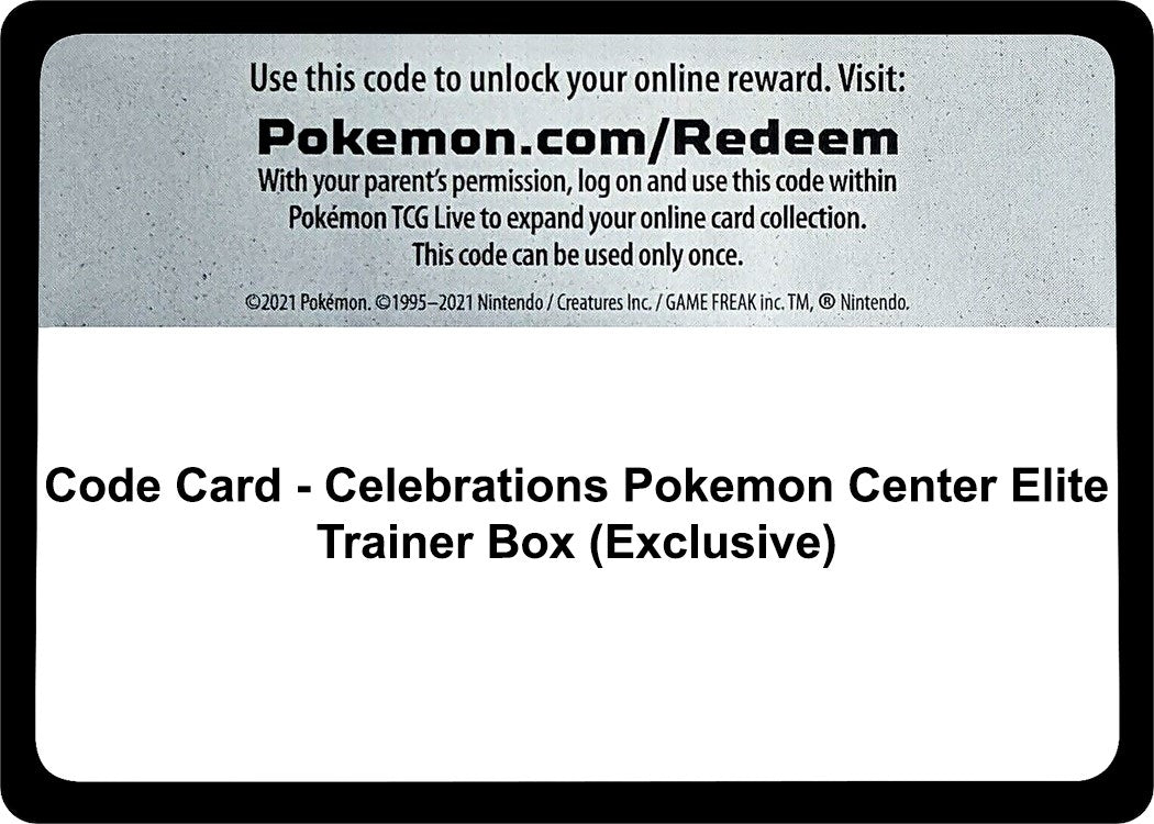 Code Card - Celebrations Pokemon Center Elite Trainer Box (Exclusive) [Celebrations]