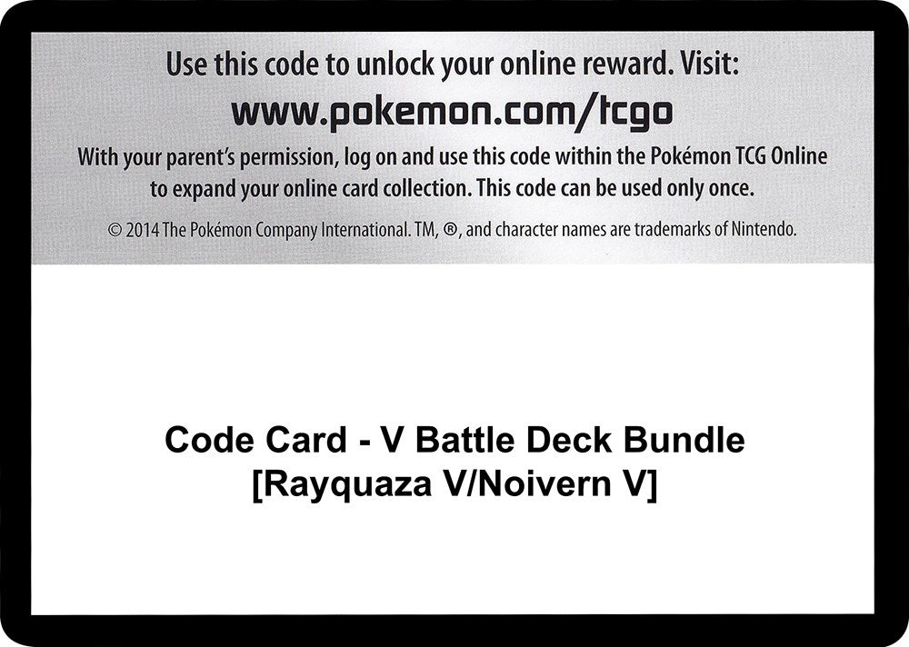 Image for Code Card - V Battle Deck Bundle [Rayquaza V/Noivern V] [Miscellaneous Cards & Products] - Pokemon