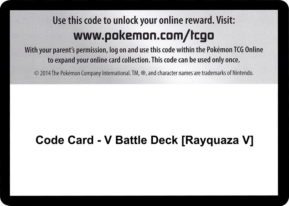 Image for Code Card - V Battle Deck [Rayquaza V] [Miscellaneous Cards & Products] - Pokemon