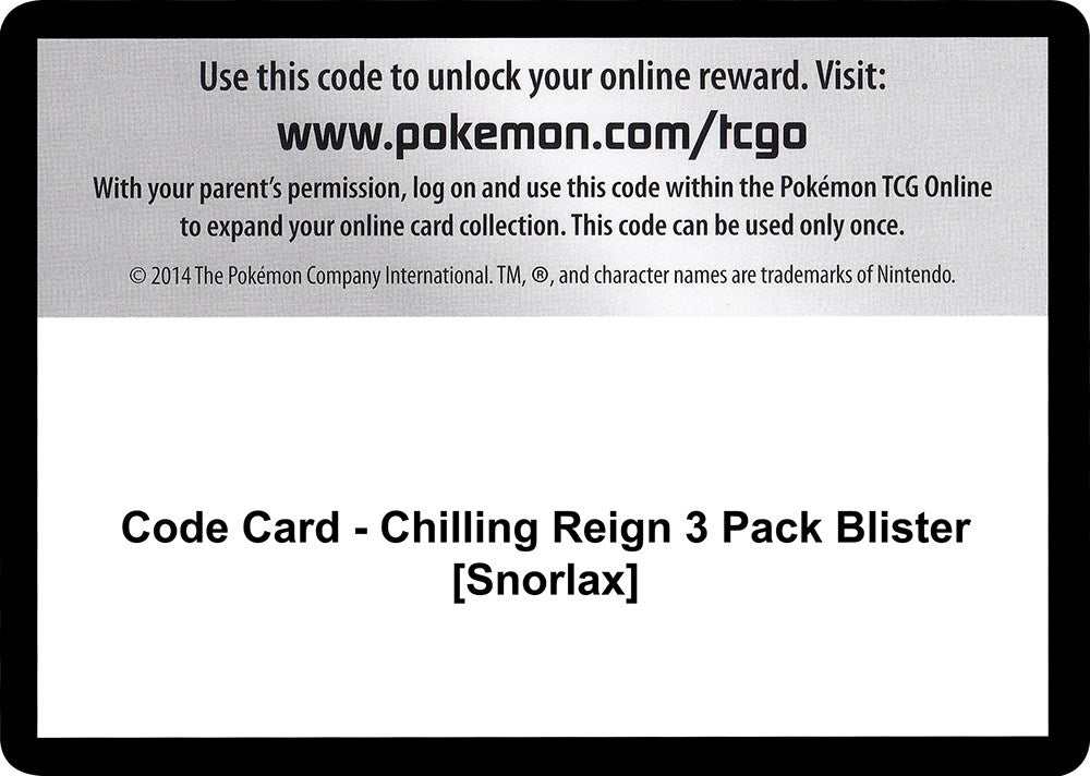 Image for Code Card - Chilling Reign 3 Pack Blister [Snorlax] [SWSH06: Chilling Reign] - Pokemon