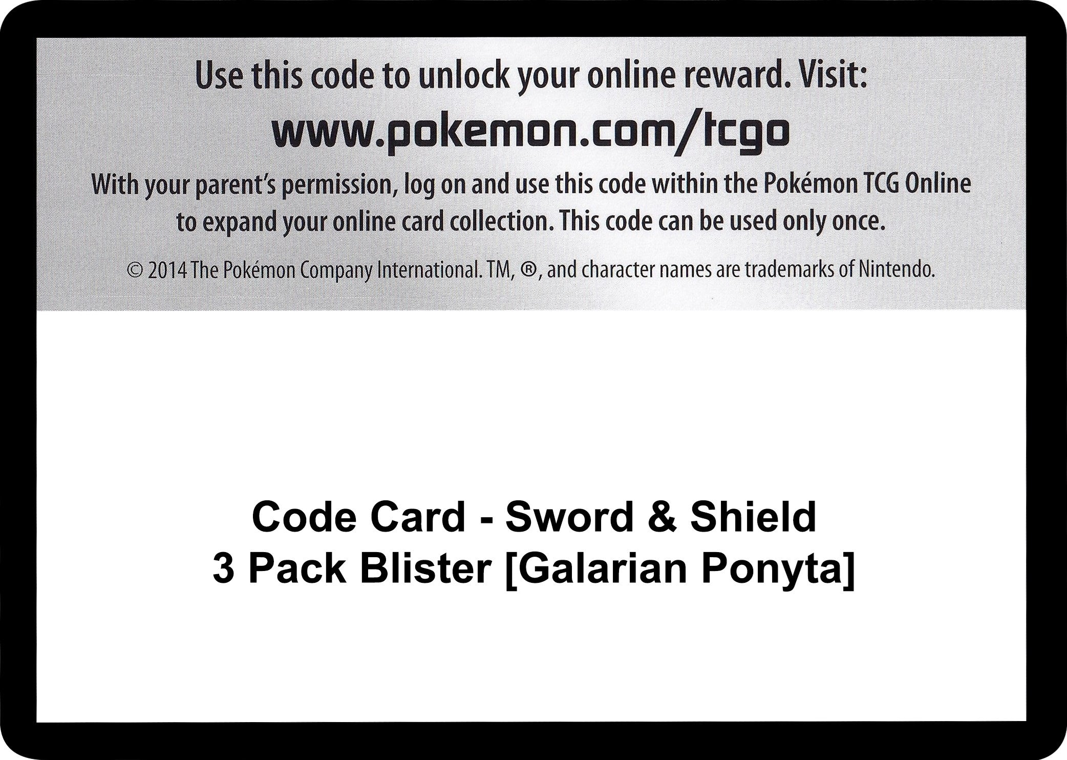 Image for Code Card - Sword & Shield 3 Pack Blister [Galarian Ponyta] [SWSH01: Sword & Shield Base Set] - Pokemon