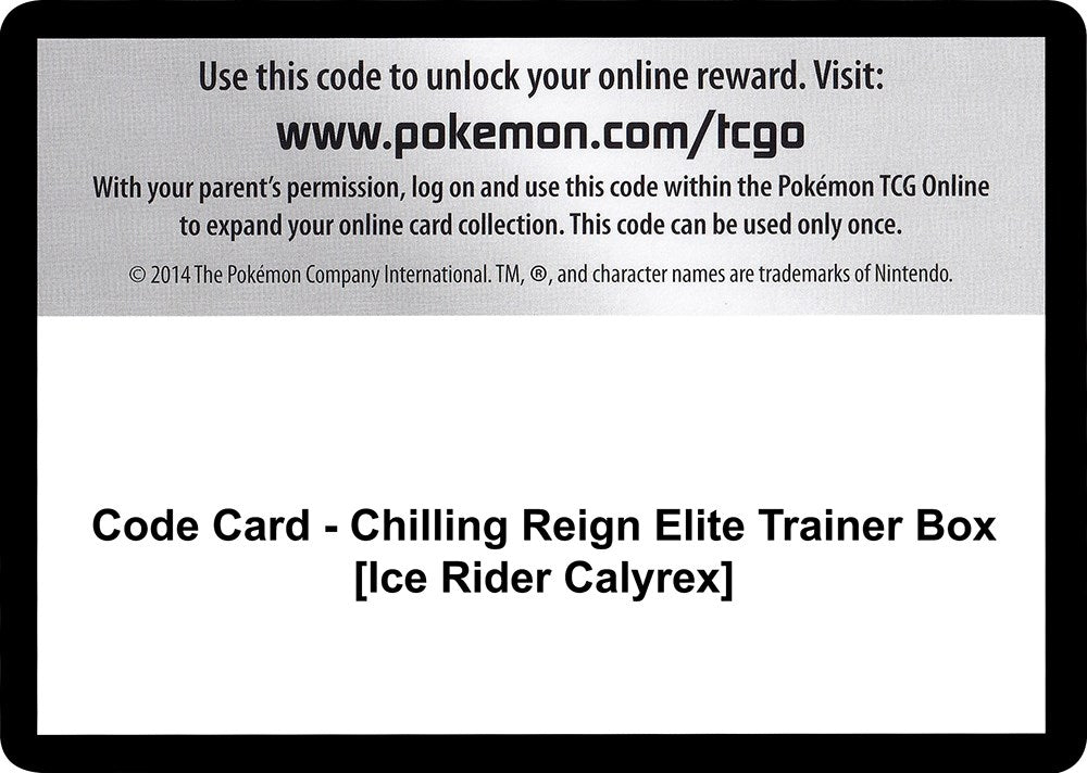 Image for Code Card - Chilling Reign Elite Trainer Box [Ice Rider Calyrex] [SWSH06: Chilling Reign] - Pokemon