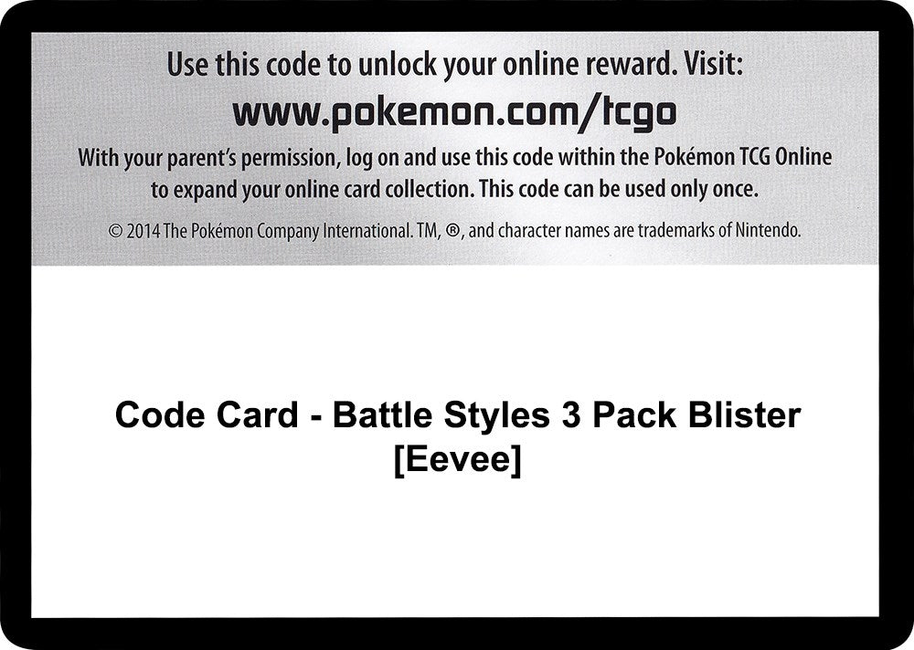 Image for Code Card - Battle Styles 3 Pack Blister [Eevee] [SWSH05: Battle Styles] - Pokemon