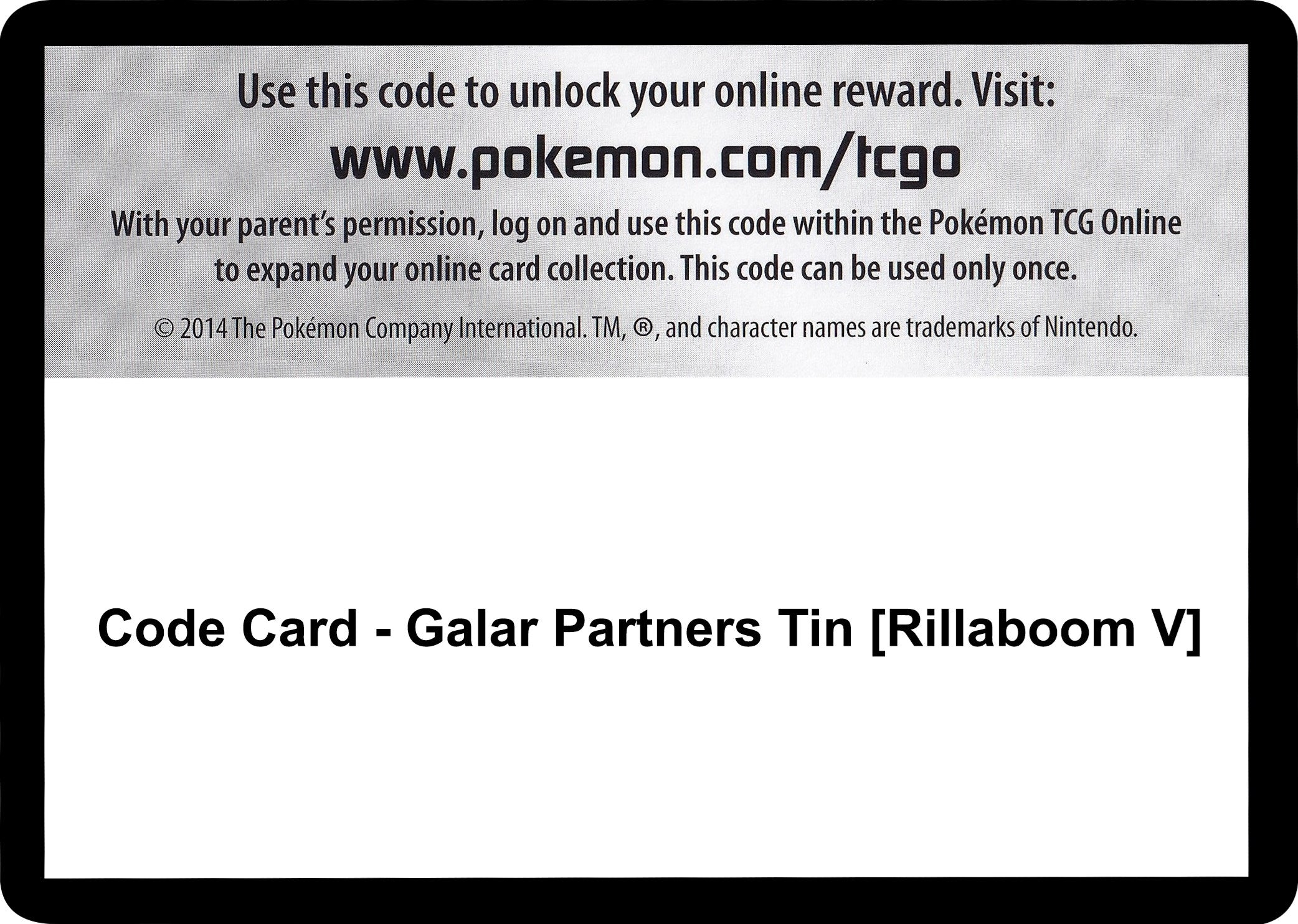 Image for Code Card - Galar Partners Tin [Rillaboom V] [SWSH01: Sword & Shield Base Set] - Pokemon