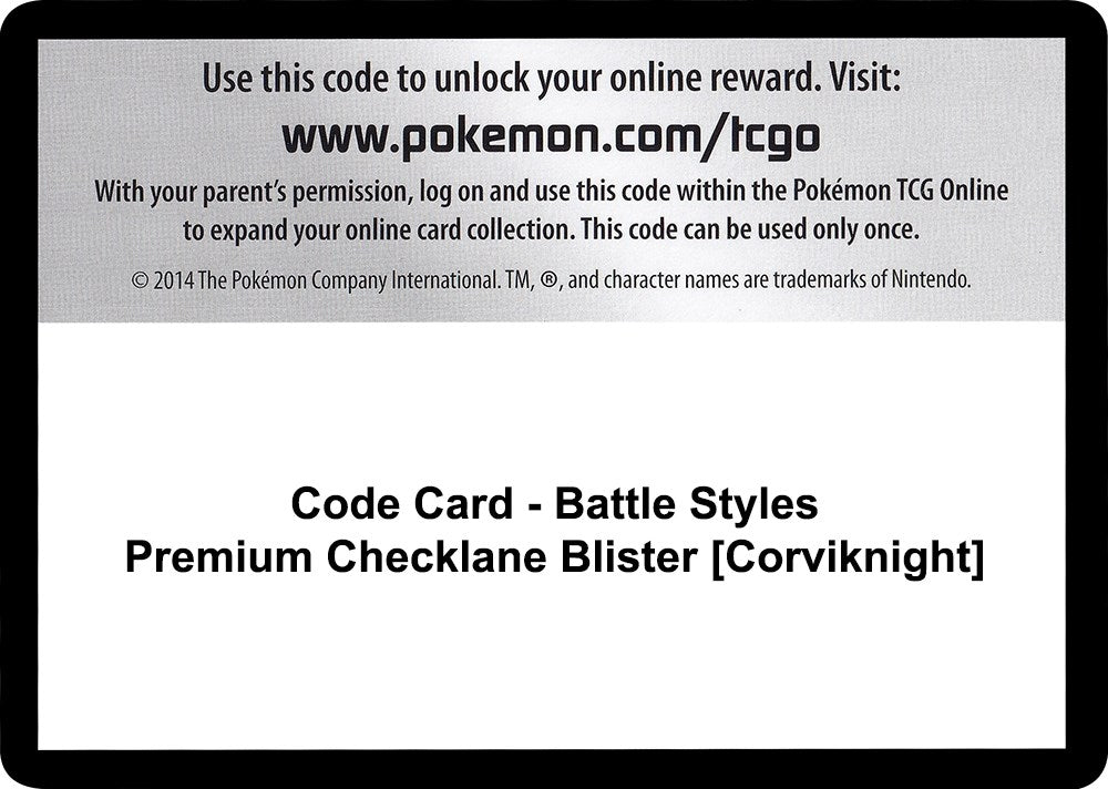 Image for Code Card - Battle Styles Premium Checklane Blister [Corviknight] [SWSH05: Battle Styles] - Pokemon