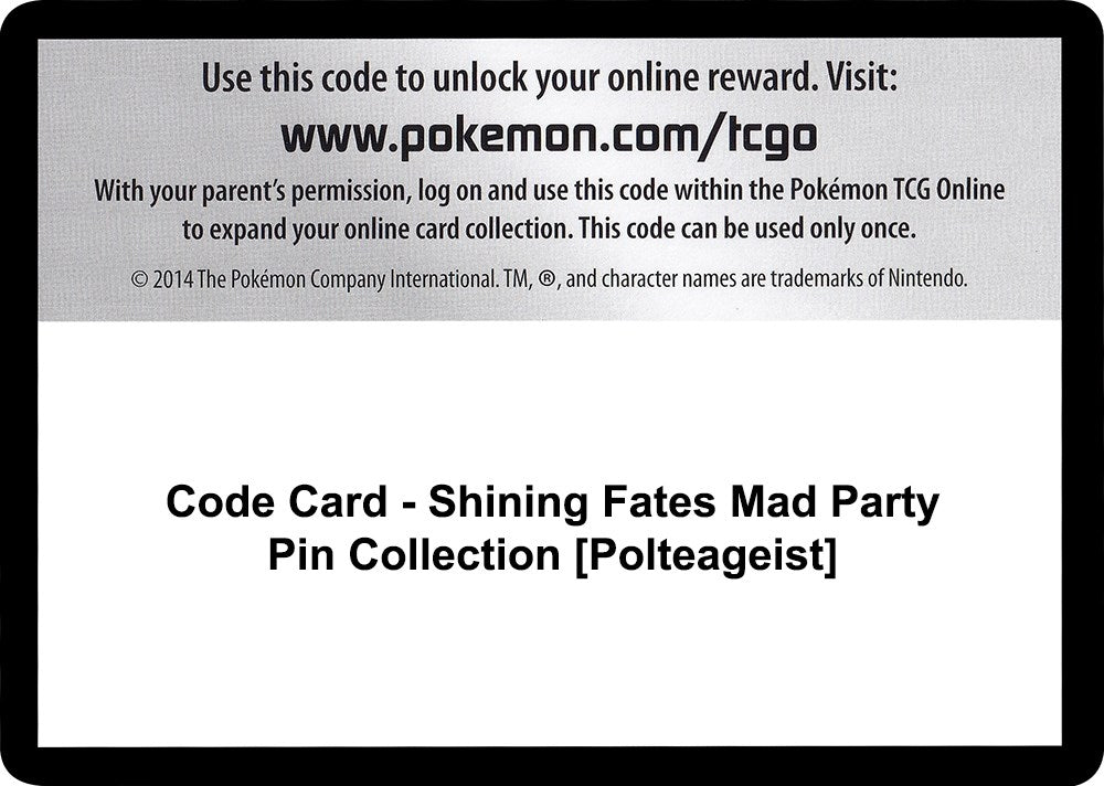 Image for Code Card - Shining Fates Mad Party Pin Collection [Polteageist] [Shining Fates] - Pokemon