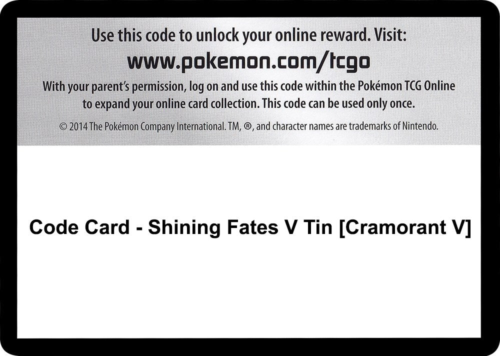 Image for Code Card - Shining Fates V Tin [Cramorant V] [Shining Fates] - Pokemon