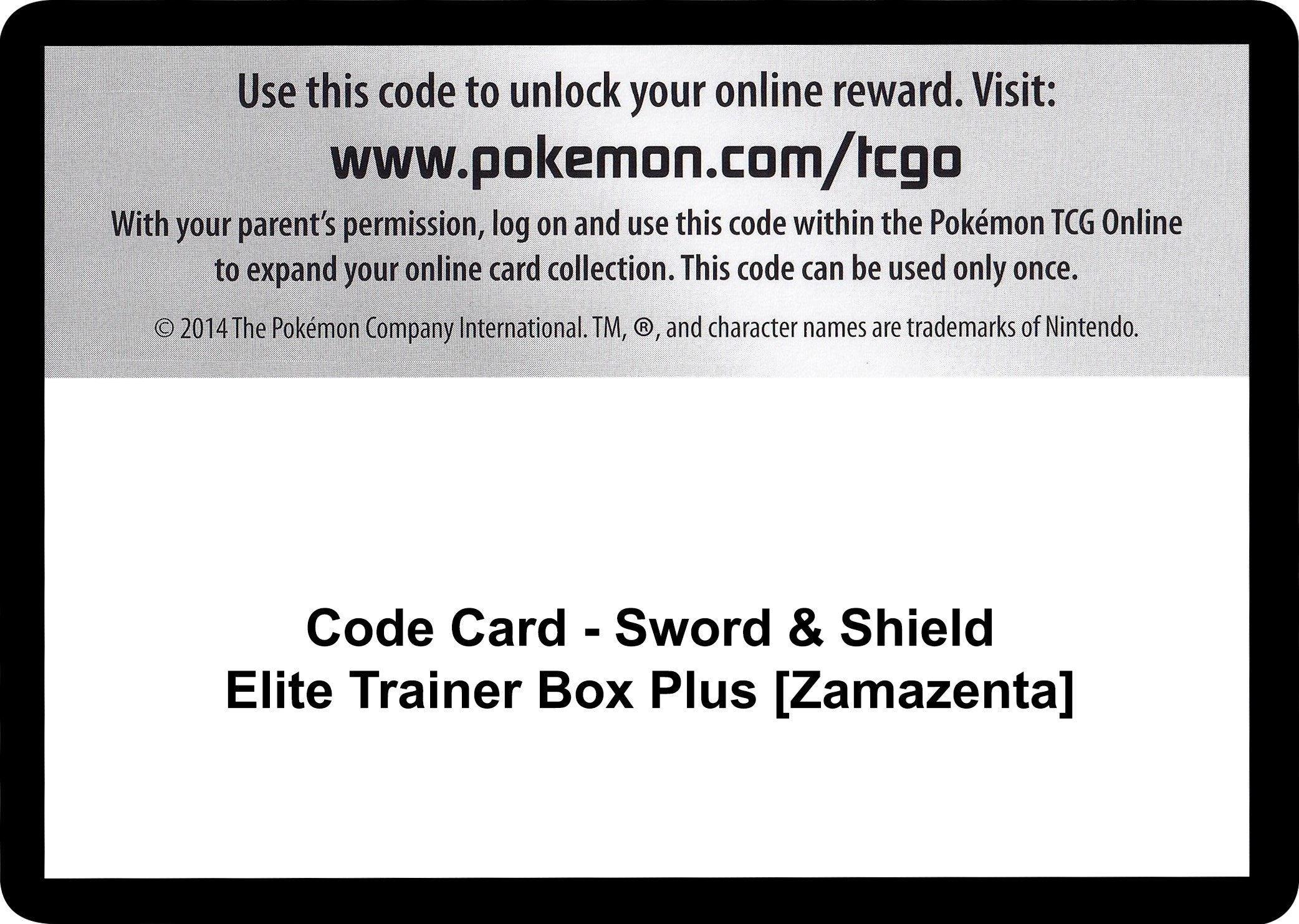 Code Card - Sword & Shield Elite Trainer Box Plus [Zamazenta] [SWSH04: Vivid Voltage]