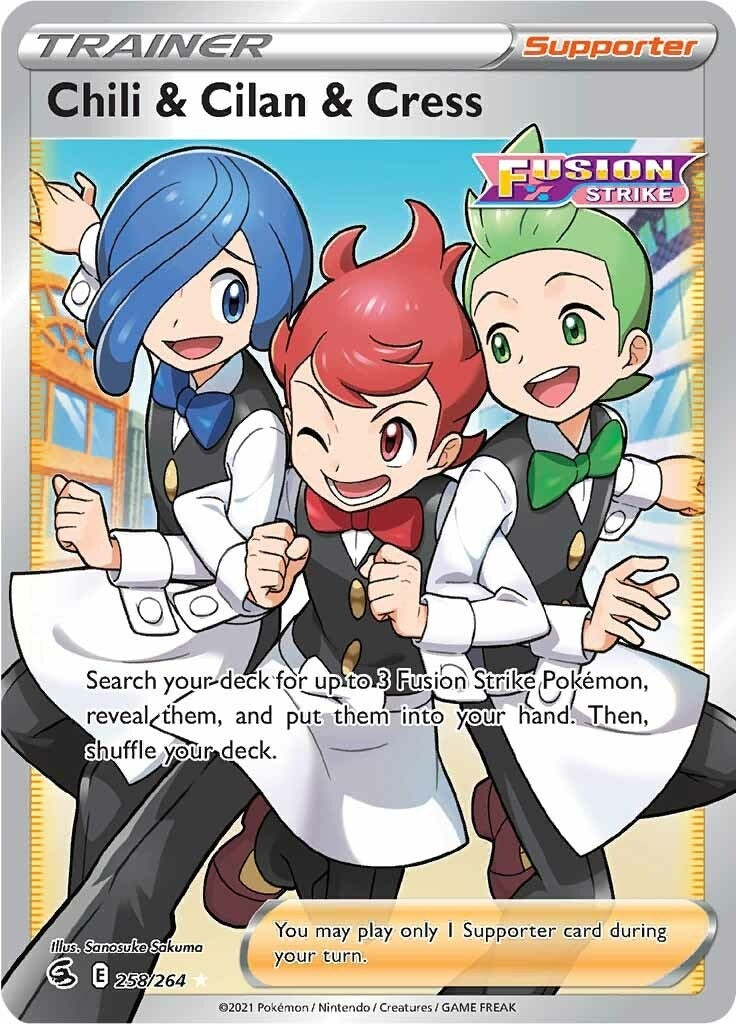 Image for Chili & Cilan & Cress (Full Art) (258/264) [SWSH08: Fusion Strike] - Pokemon