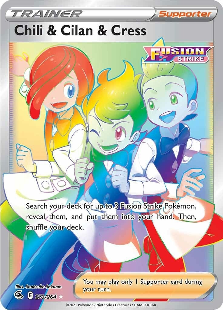 Image for Chili & Cilan & Cress (Secret) (273/264) [SWSH08: Fusion Strike] - Pokemon