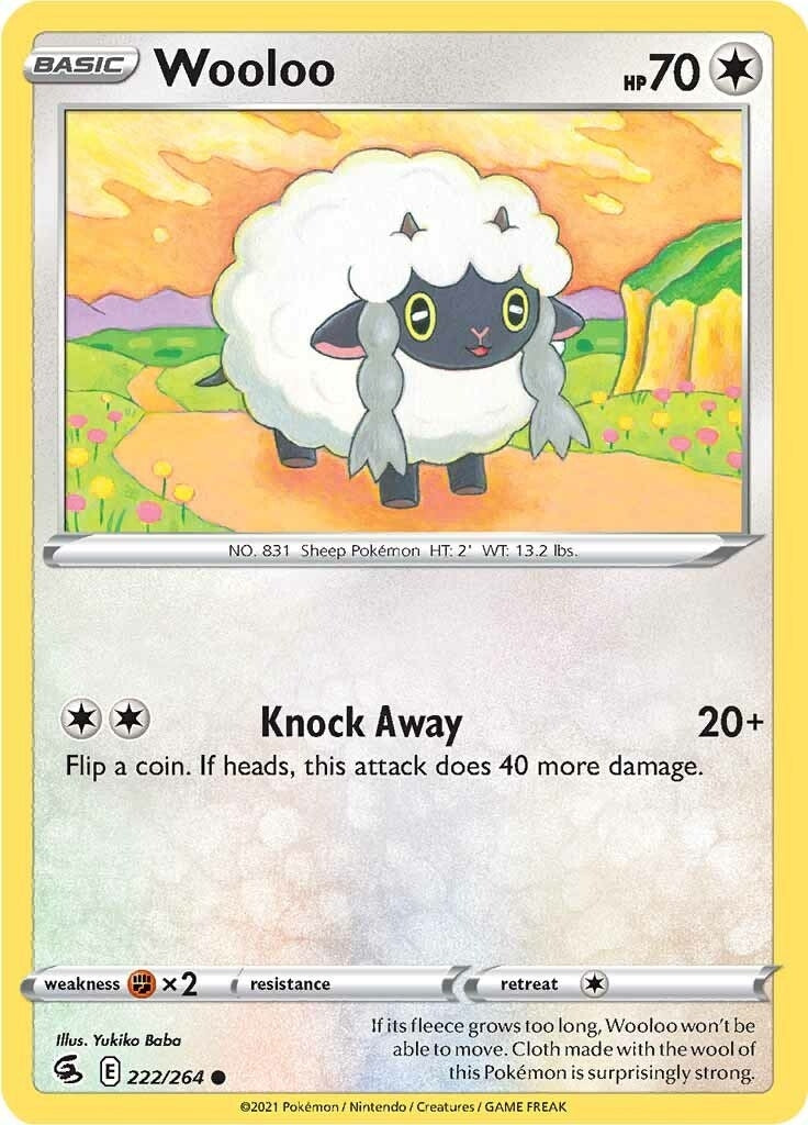 Image for Wooloo (222) (222/264) [SWSH08: Fusion Strike] - Pokemon