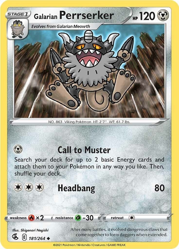 Image for Galarian Perrserker (181/264) [SWSH08: Fusion Strike] - Pokemon