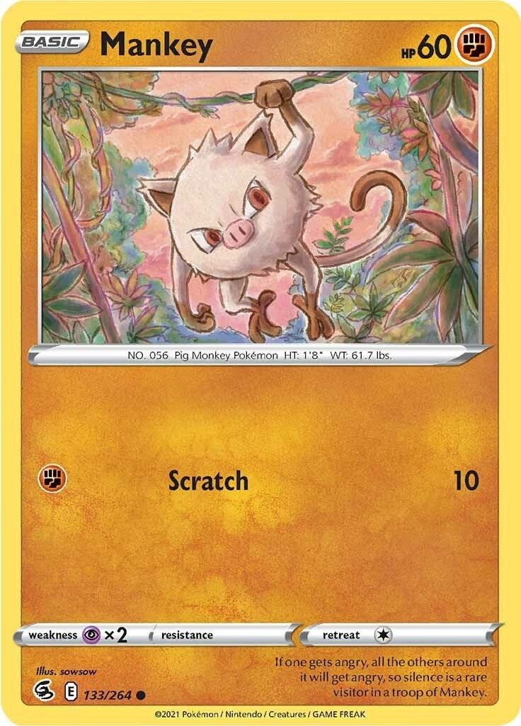 Image for Mankey (133/264) [SWSH08: Fusion Strike] - Pokemon