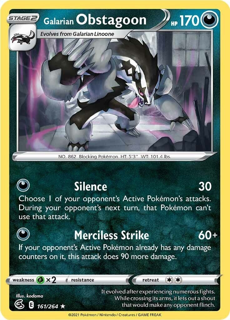 Image for Galarian Obstagoon (161/264) [SWSH08: Fusion Strike] - Pokemon