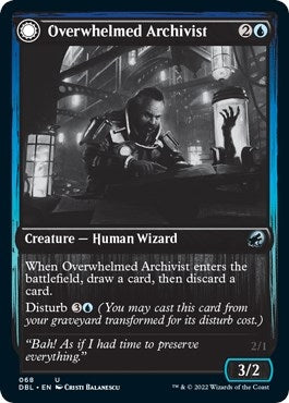 Image for Overwhelmed Archivist (68) [Innistrad: Double Feature] - Magic: The Gathering