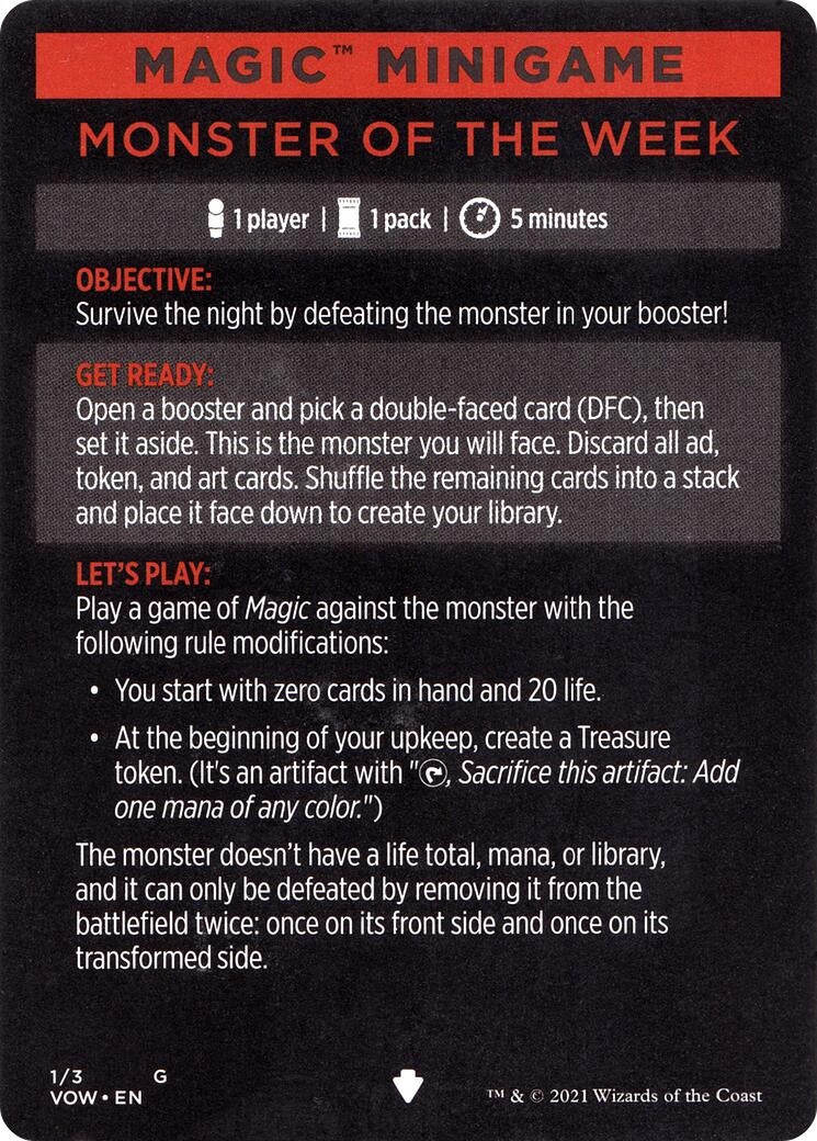 Image for Magic Minigame: Monster of The Week (1) [Innistrad: Crimson Vow] - Magic: The Gathering