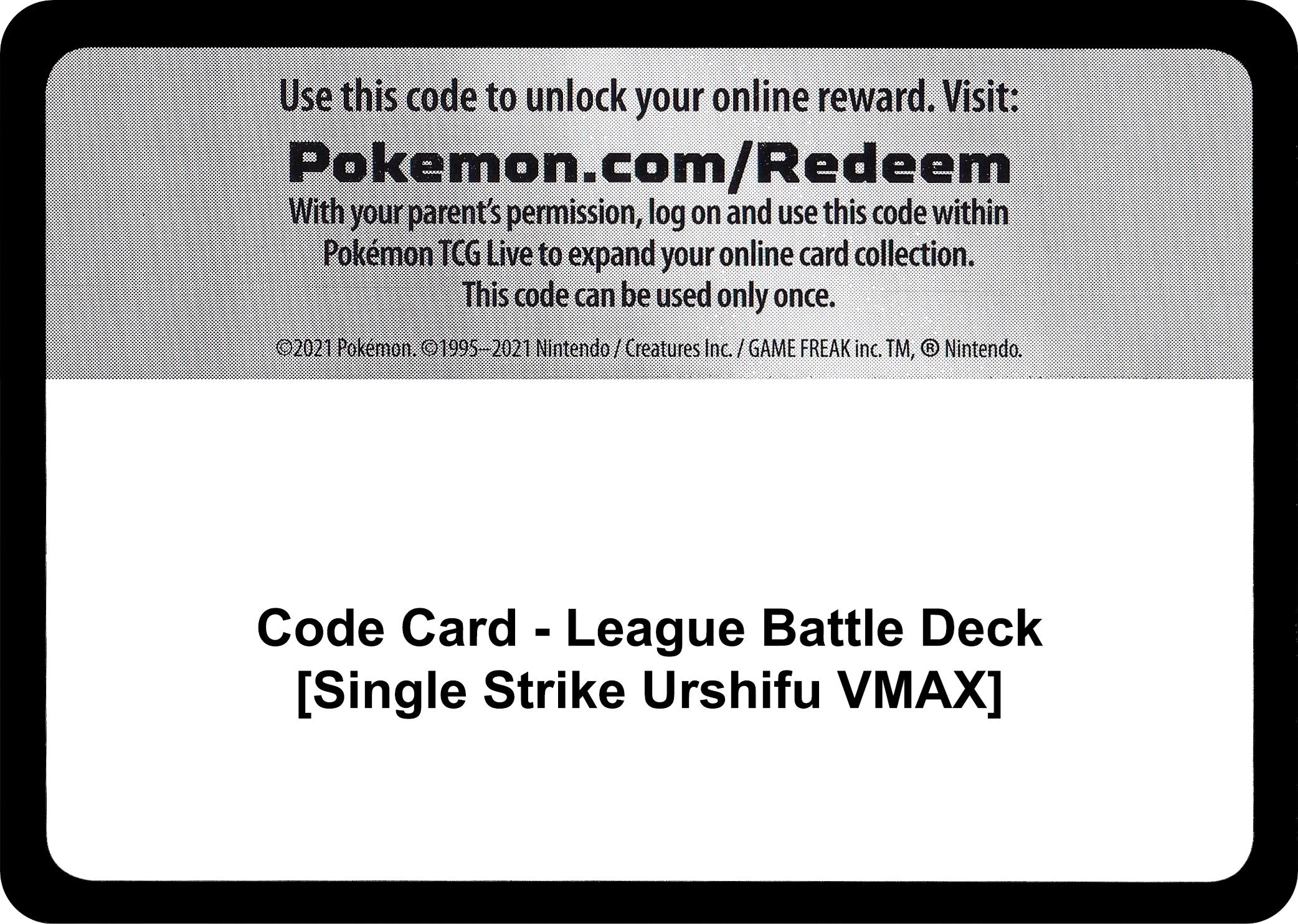 Image for Code Card - League Battle Deck [Single Strike Urshifu VMAX] [Miscellaneous Cards & Products] - Pokemon