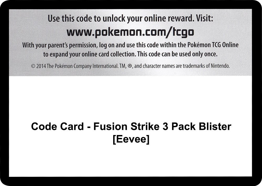 Image for Code Card - Fusion Strike 3 Pack Blister [Eevee] [SWSH08: Fusion Strike] - Pokemon