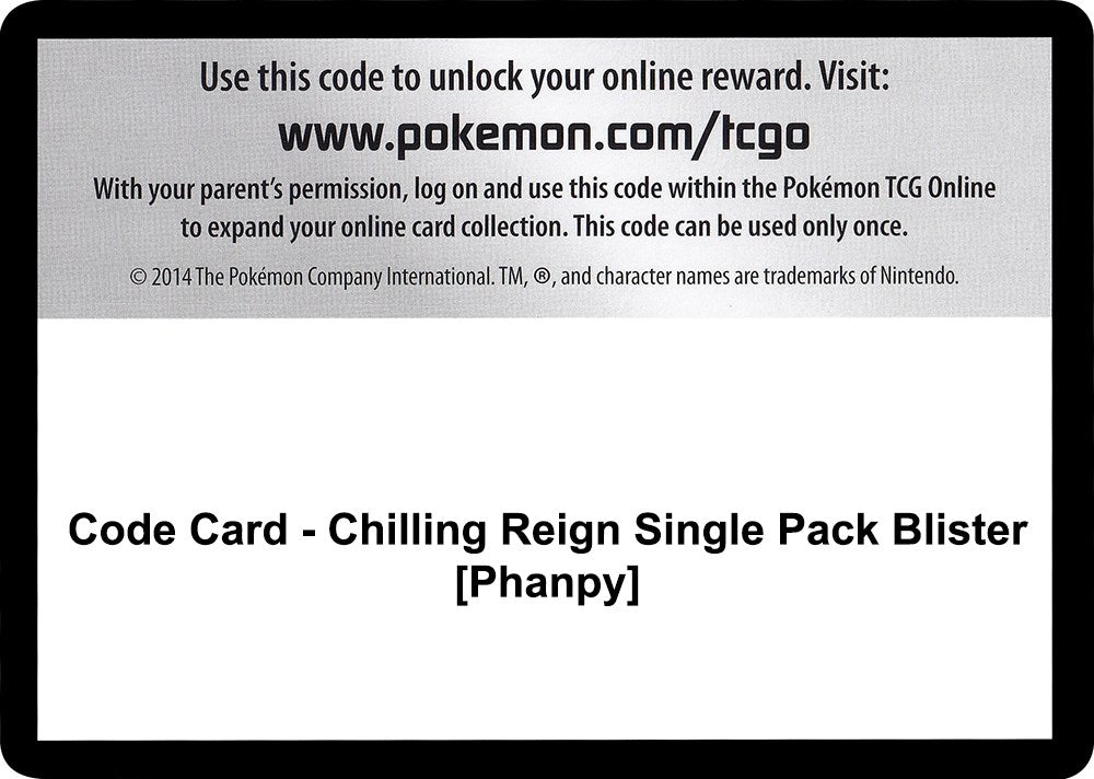 Image for Code Card - Chilling Reign Single Pack Blister [Phanpy] [SWSH06: Chilling Reign] - Pokemon