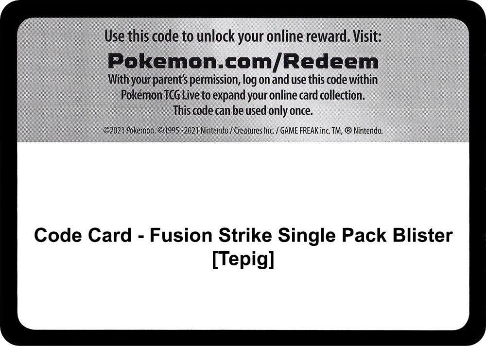 Image for Code Card - Fusion Strike Single Pack Blister [Tepig] [SWSH08: Fusion Strike] - Pokemon