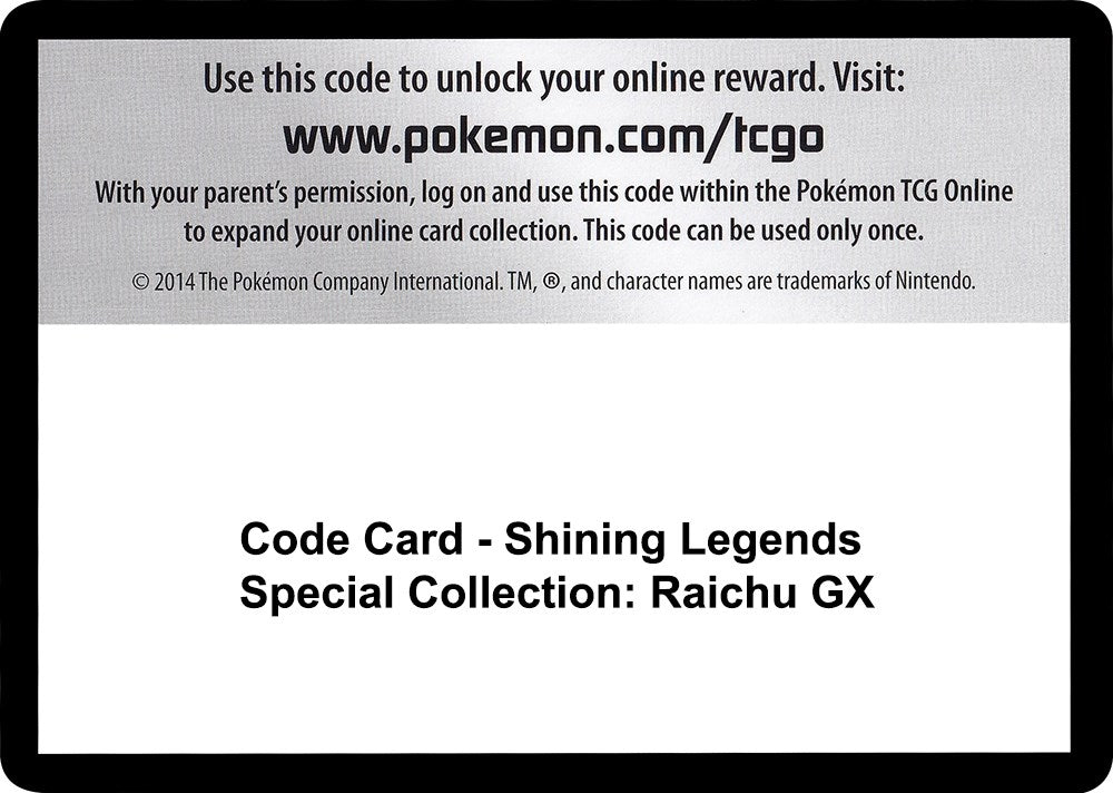 Image for Code Card - Shining Legends Special Collection: Raichu GX [Shining Legends] - Pokemon
