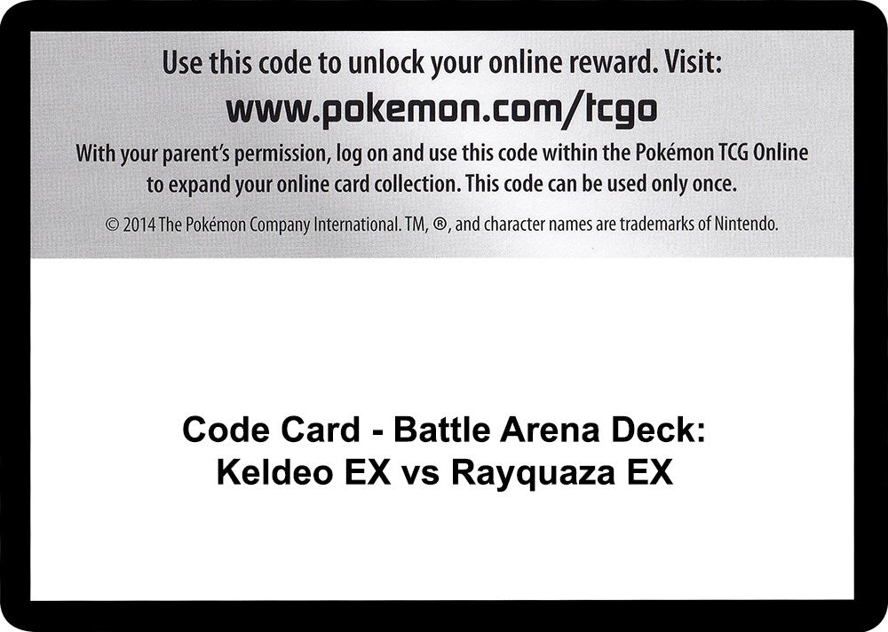 Image for Code Card - Battle Arena Deck: Keldeo EX vs Rayquaza EX [XY - Steam Siege] - Pokemon