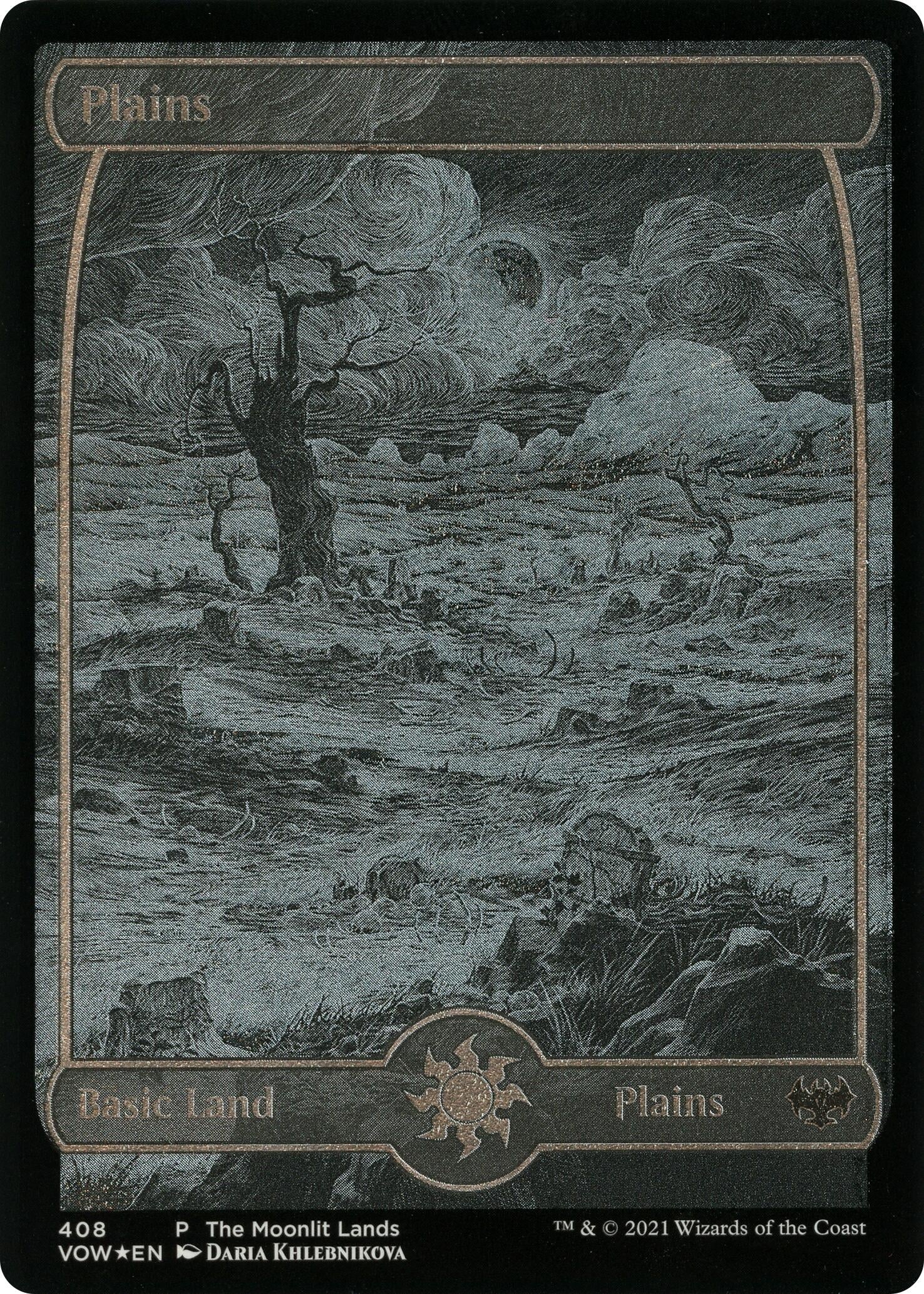Image for Plains (Moonlit Land) (Foil Etched) (408) [WPN & Gateway Promos] - Magic: The Gathering