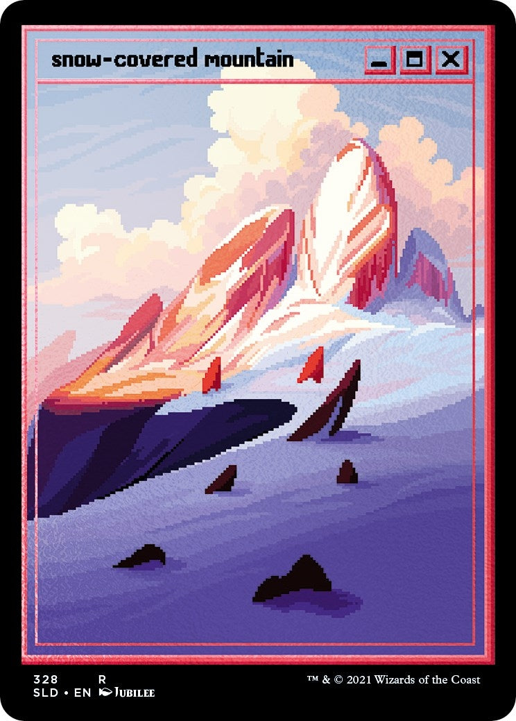 Image for Snow-Covered Mountain (PixelSnowLands.jpg) (Foil Etched) (328) [Secret Lair Drop Series] - Magic: The Gathering
