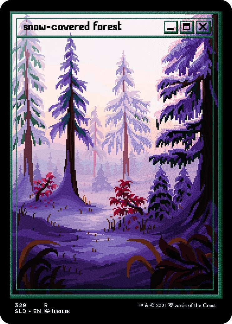 Image for Snow-Covered Forest (PixelSnowLands.jpg) (Foil Etched) (329) [Secret Lair Drop Series] - Magic: The Gathering