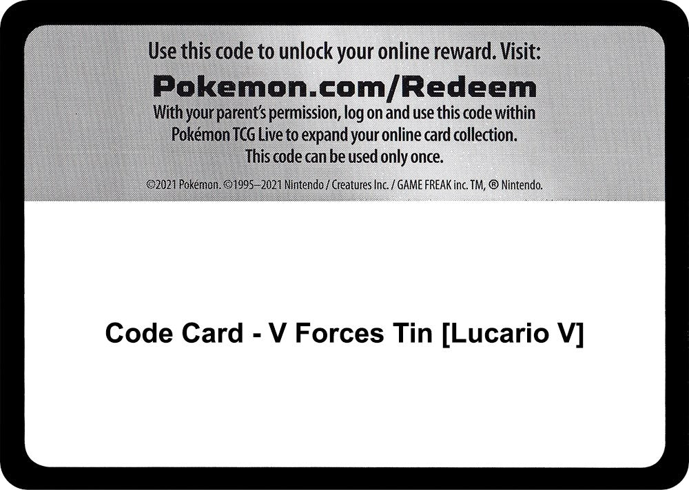 Image for Code Card - V Forces Tin [Lucario V] [Miscellaneous Cards & Products] - Pokemon