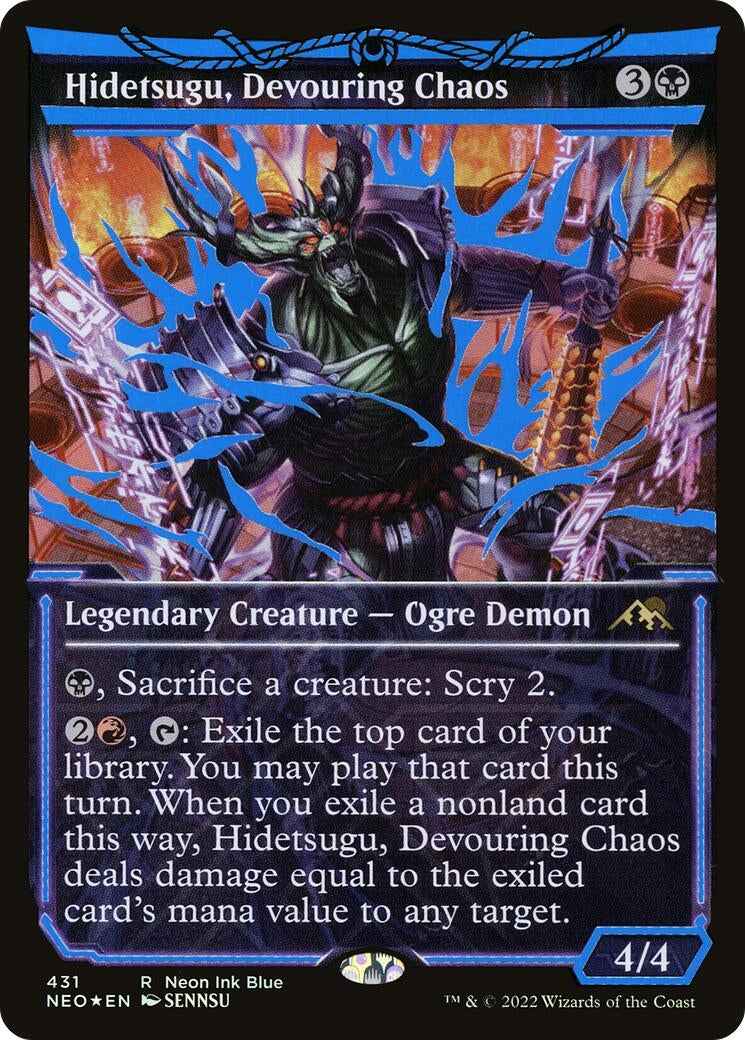 Image for Hidetsugu, Devouring Chaos (Neon Blue) (431) [Kamigawa: Neon Dynasty] - Magic: The Gathering