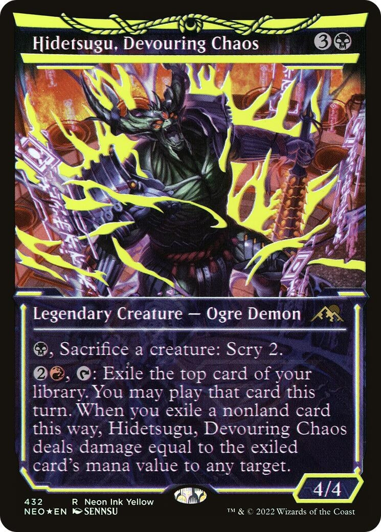 Image for Hidetsugu, Devouring Chaos (Neon Yellow) (WPN Exclusive) (432) [Kamigawa: Neon Dynasty] - Magic: The Gathering