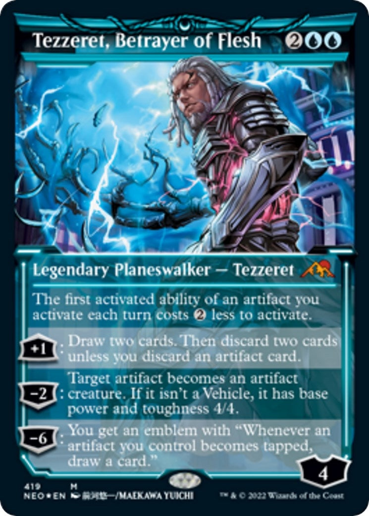 Image for Tezzeret, Betrayer of Flesh (Showcase) (Foil Etched) (419) [Kamigawa: Neon Dynasty] - Magic: The Gathering