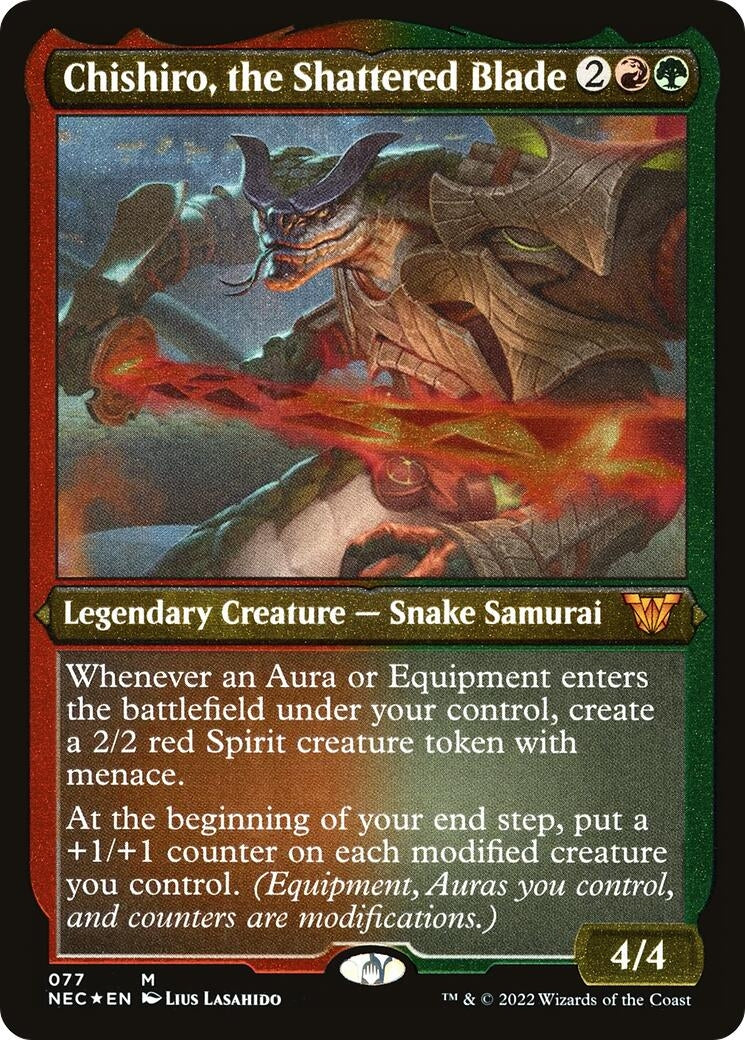 Image for Chishiro, the Shattered Blade (Display Commander) - Thick Stock (77) [Kamigawa: Neon Dynasty] - Magic: The Gathering