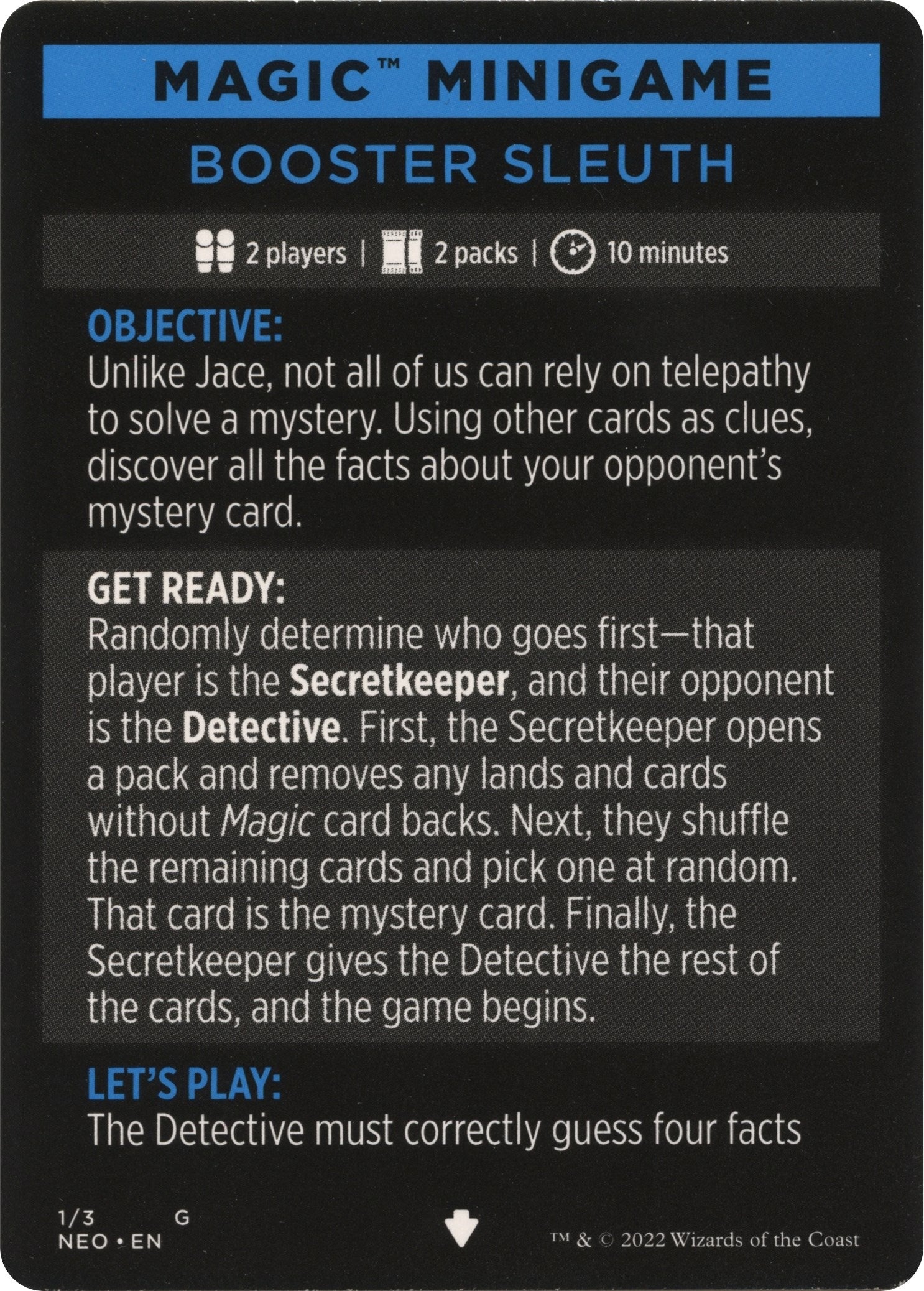Image for Magic Minigame: Booster Sleuth (1) [Kamigawa: Neon Dynasty] - Magic: The Gathering