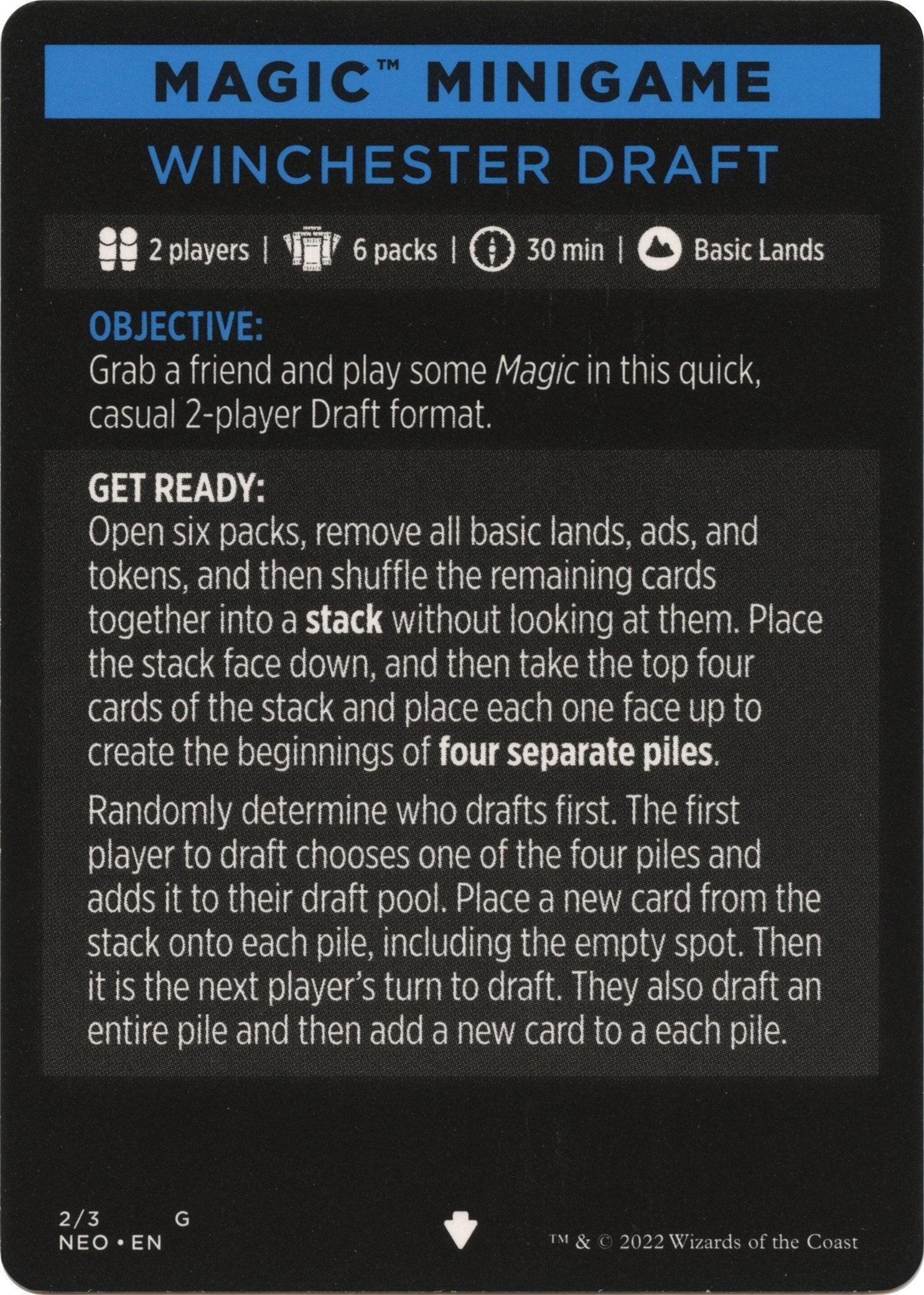 Magic Minigame: Winchester Draft (2) [Kamigawa: Neon Dynasty]