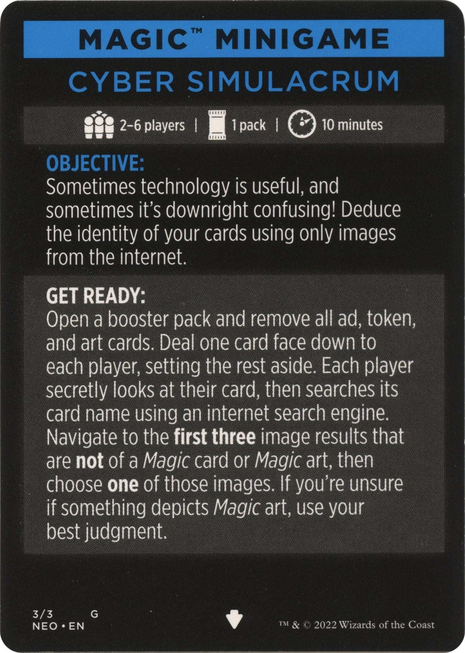 Image for Magic Minigame: Cyber Simulacrum (3) [Kamigawa: Neon Dynasty] - Magic: The Gathering