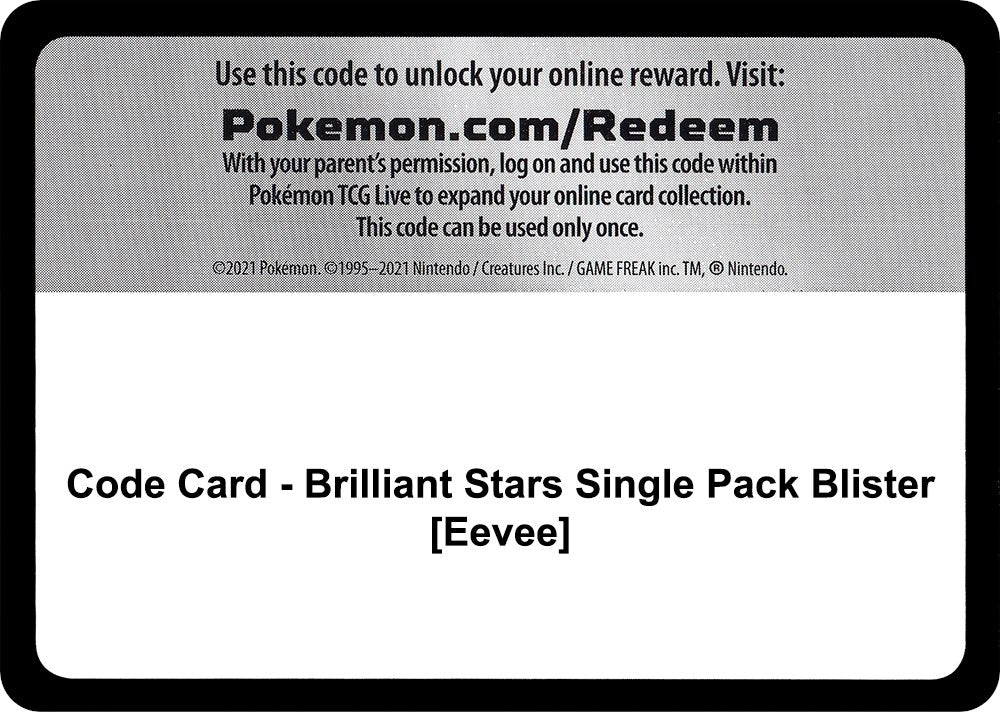 Image for Code Card - Brilliant Stars Single Pack Blister [Eevee] [SWSH09: Brilliant Stars] - Pokemon