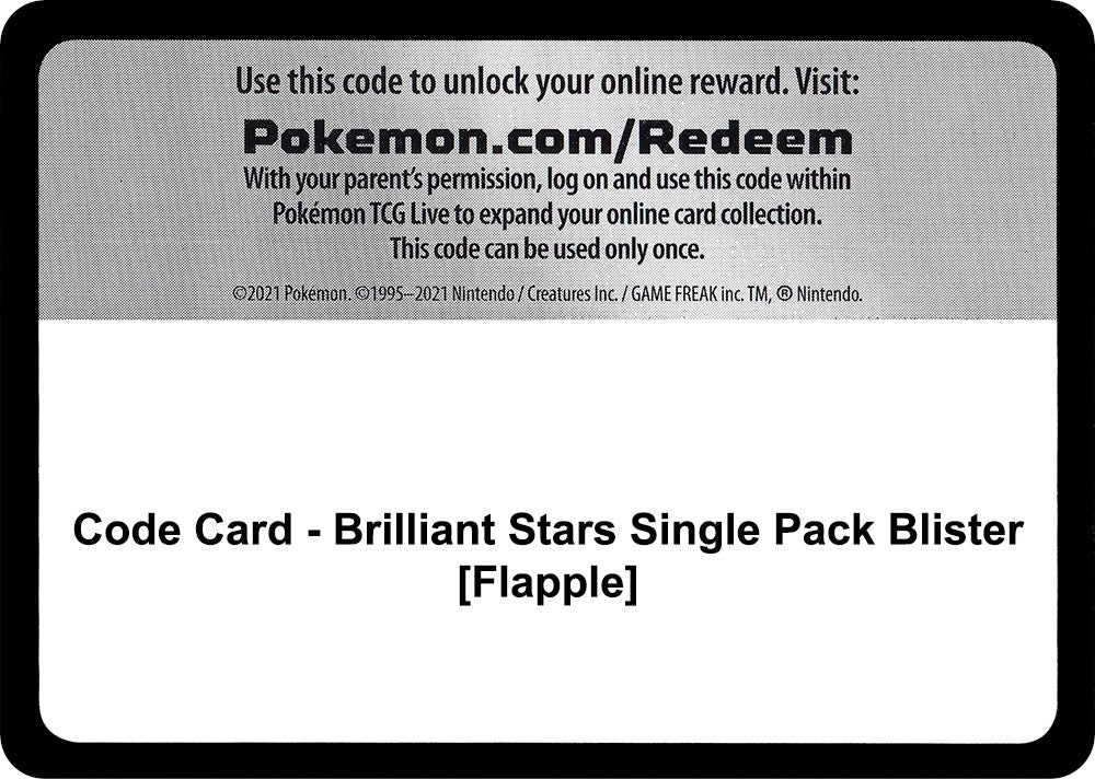 Image for Code Card - Brilliant Stars Single Pack Blister [Flapple] [SWSH09: Brilliant Stars] - Pokemon